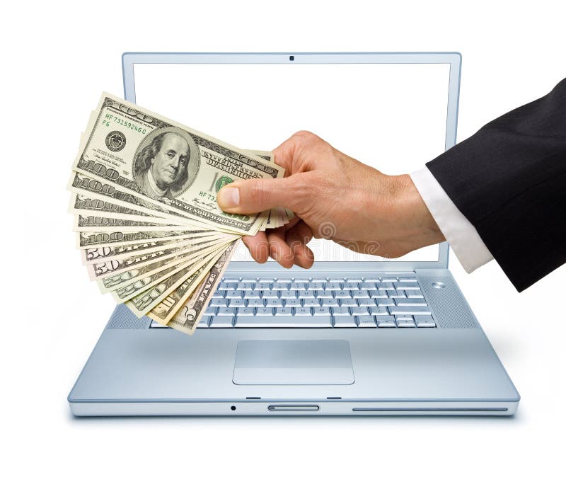 Transazione del Internet dei soldi immagini stock Transazione del Internet dei soldi immagini stock