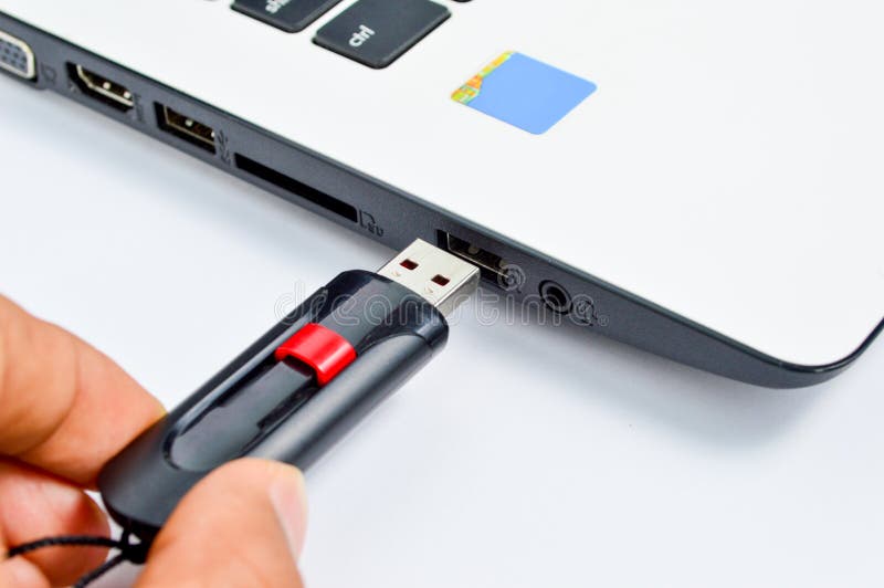 Copying dan transfer data using USB Flash Drive from computer Laptop on white background. Usb data transfer stock images, royalty-free photos and pictures