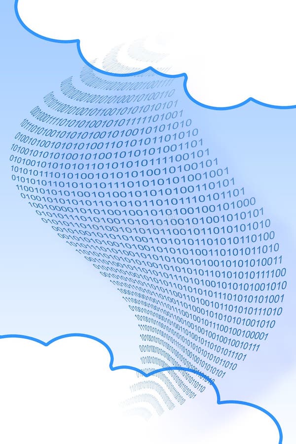Transfer files across multiple cloud drives to manage your online secure storage - concept image with binary code and copy space royalty free stock photo