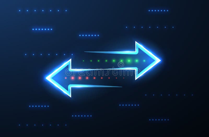 Transfer. Two left right arrows. Data receive, Digital money send, Currency exchange sign. Web trade symbol. File backup royalty free illustration