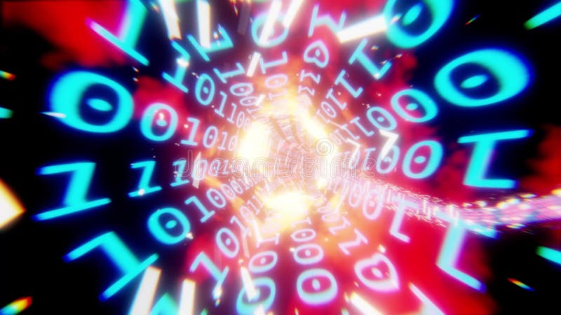 Transferencia de datos e información dentro de un cable de fibra óptica a alta velocidad ilustración del vector