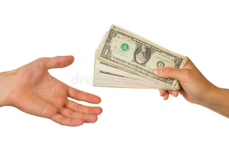 Transferencia del dinero entre el hombre y la mujer fotos de archivo libres de regalías Transferencia del dinero entre el hombre y la mujer fotos de archivo libres de regalías