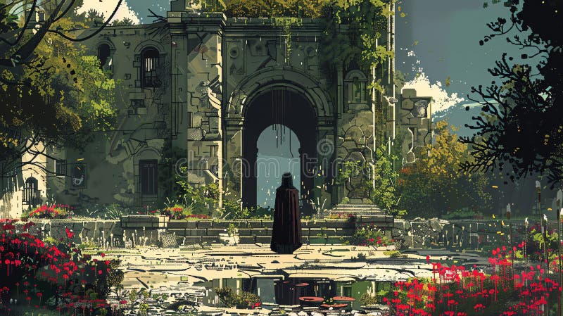 Transform a scene of Historical Events meeting Nanotechnology into a mesmerizing pixel art piece Play with unexpected camera stock illustration