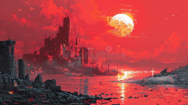 Transform a scene of Historical Events meeting Nanotechnology into a mesmerizing pixel art piece Play with unexpected camera stock illustration