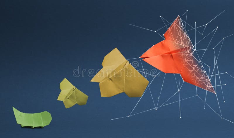 Transformation from caterpillar to butterfly, analog to digitalization, business concept stock photography Transformation from caterpillar to butterfly, analog to digitalization, business concept stock photography