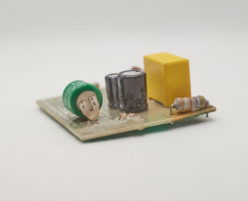 Transistor and Capacitors on a Circuit Board. Stock Image Image of