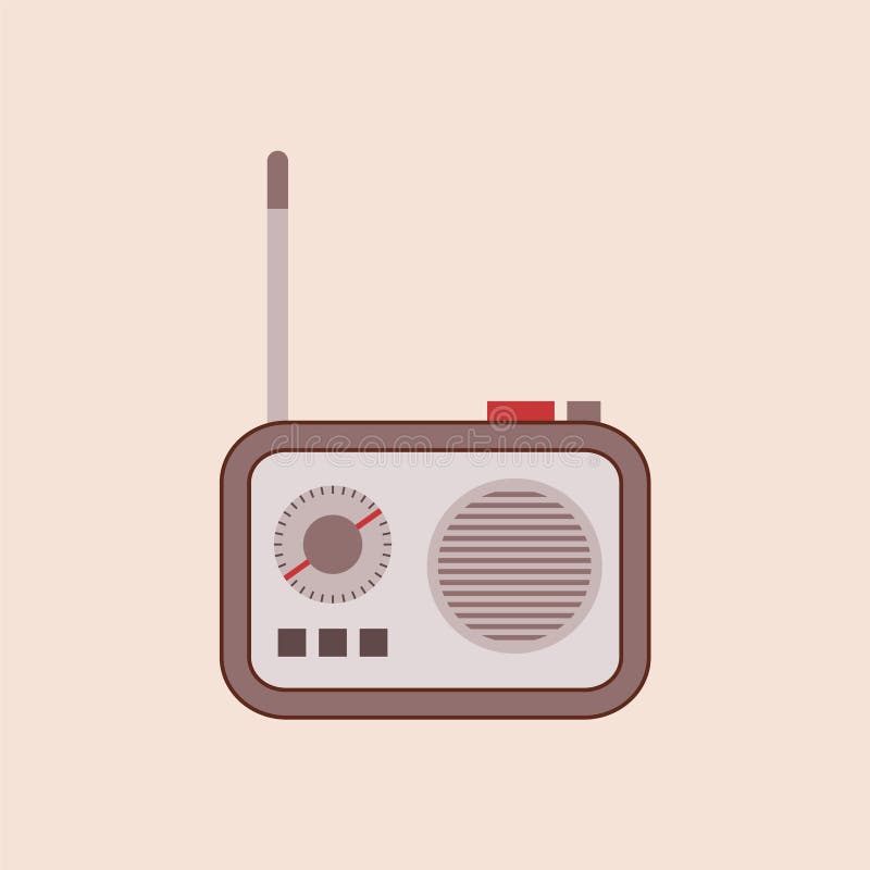 Transistor De Radio Vintage Lindo Con Antena. Ilustración
