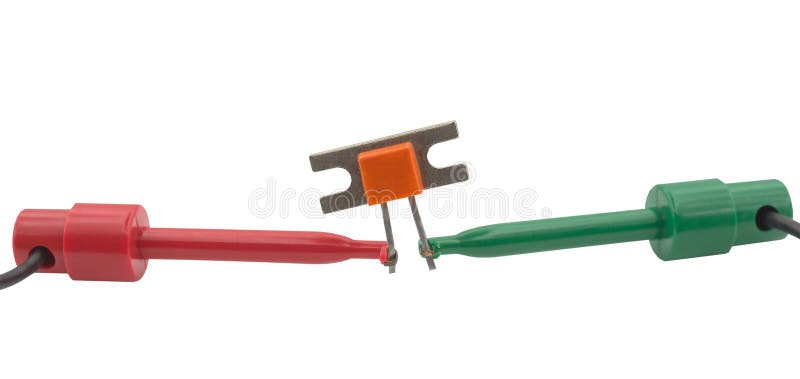 Transistor di potenza e sonda di misurazione immagine stock Transistor di potenza e sonda di misurazione immagine stock