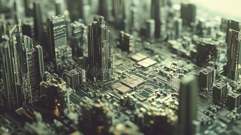 Transistor elevating microchip royalty free illustration