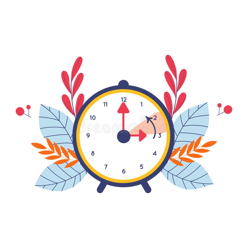 Transition To Winter Time. Fall Back. Wintertime Stock Vector