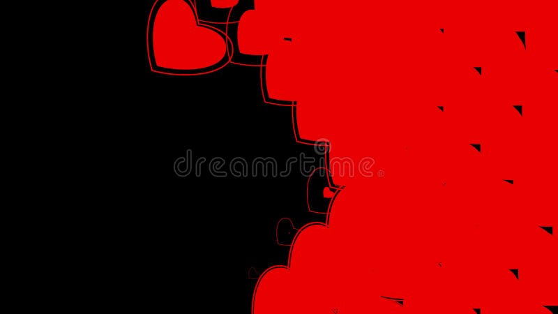 Transition vidéo simple avec des coeurs rouges sur écran noir. illustration de vecteur