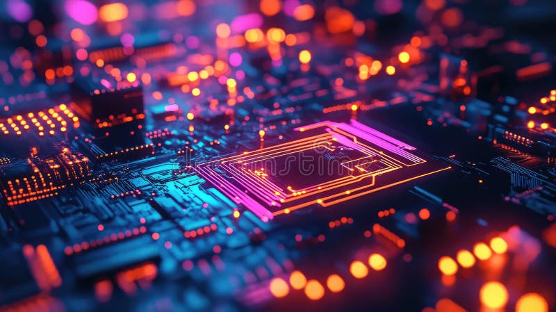 Transitioning glitch-transitioning semiconductor stock illustration