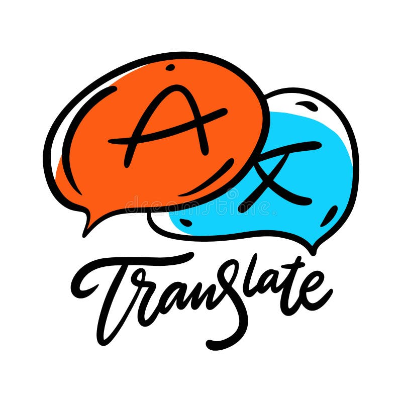 Translate icon. Hand drawn vector phrase lettering. Isolated on white background vector illustration Translate icon. Hand drawn vector phrase lettering. Isolated on white background vector illustration