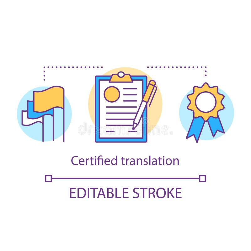 Translation services concept icon. Certified translation, interpretation idea thin line illustration. Interpreter stock illustration