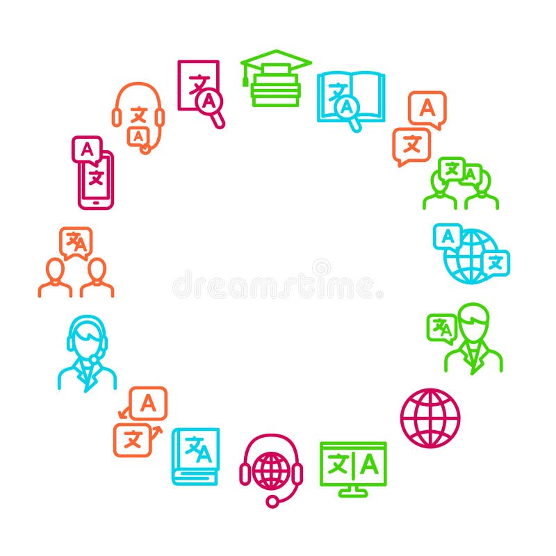 Translation Signs Thin Line Border or Frame. Vector Stock Vector