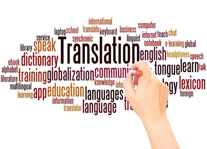Translation word cloud hand writing concept stock illustration Translation word cloud hand writing concept stock illustration