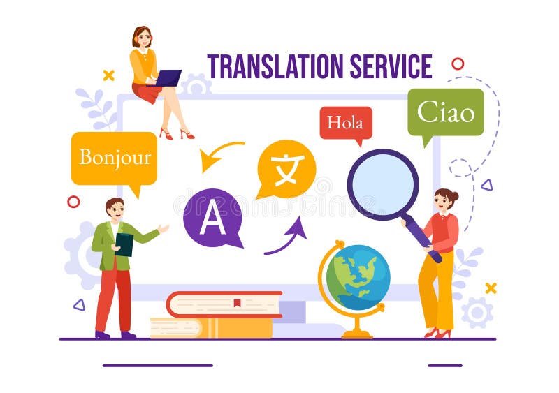 Translator Service Vector Illustration with Language Translation