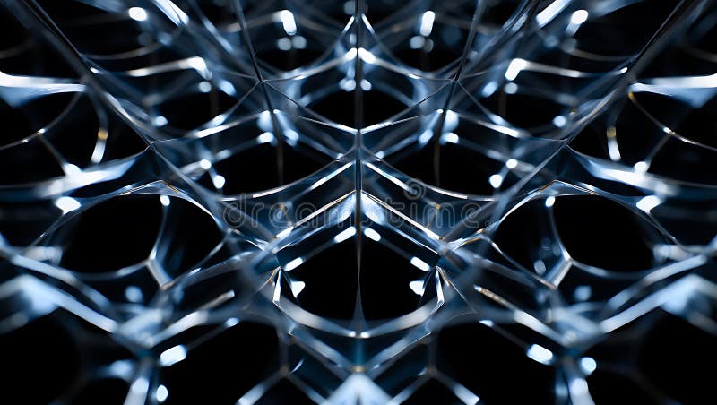 Translucent Geometric Structure with Reflections on Black royalty free illustration