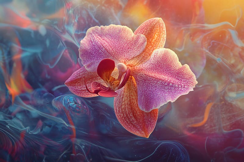 Translucent Orchid Featuring Etched Fractal Designs vector illustration
