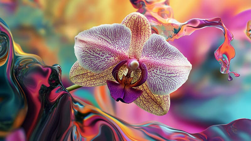 Translucent Orchid Featuring Etched Fractal Designs royalty free illustration