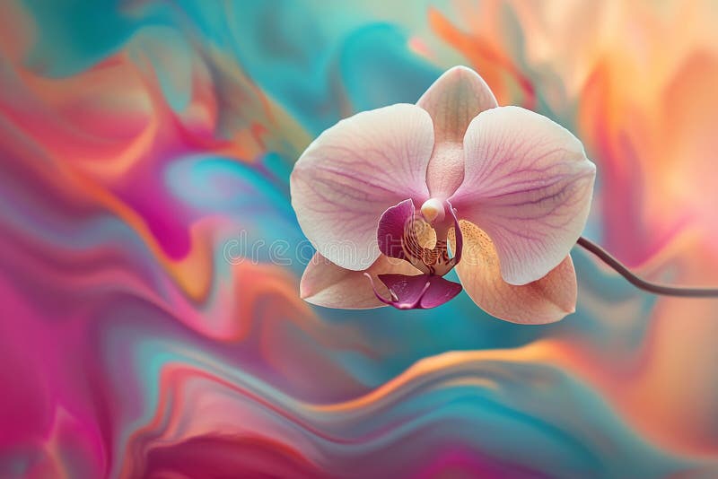 Translucent Orchid Featuring Etched Fractal Designs stock illustration