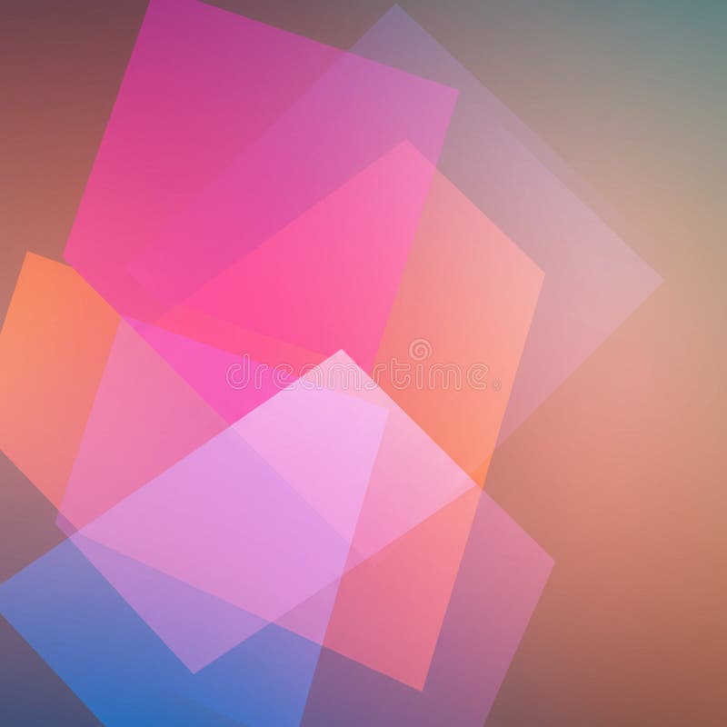 Translucent squares of varying sizes overlap in a dynamic arrangement against stock illustration