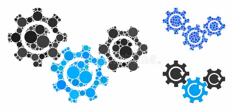 Transmission Gears Rotation Mosaic Icon of Round Dots stock illustration