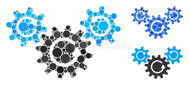 Transmission wheels rotation Mosaic Icon of Circles stock illustration