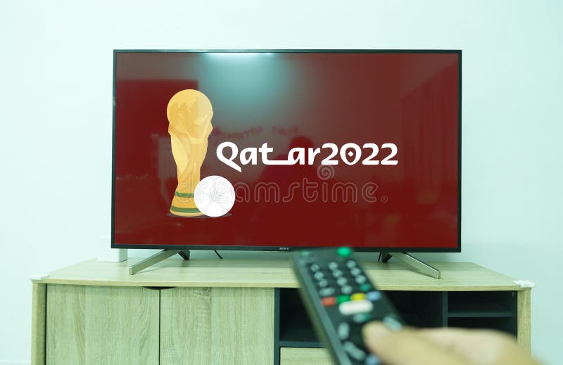 Transmissão ao vivo no Qatar 2022 imagem de stock