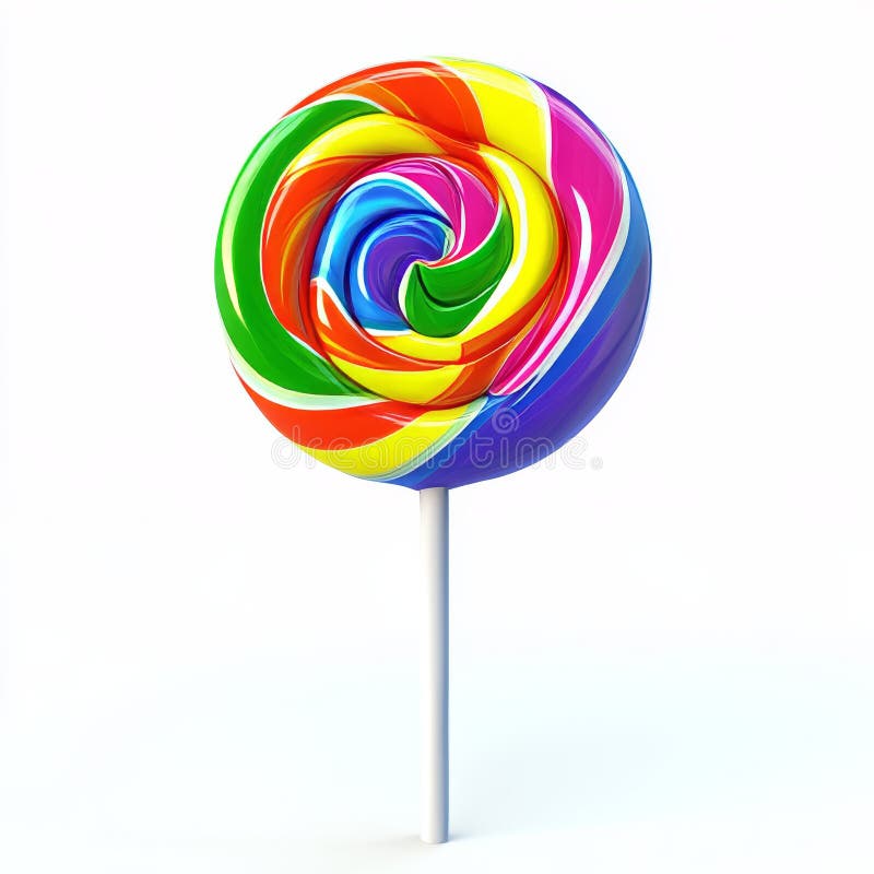A transparent background featuring a realistic, colorful lollipop in 3D royalty free stock images