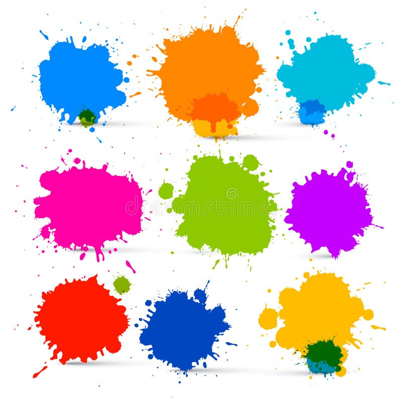 Colorful Vector Isolated Blots - Splashes Set. Colorful Vector Isolated Blots - Splashes Set