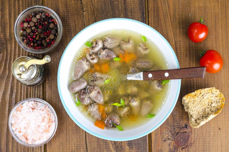 Transparent Broth with Chicken Liver Stock Photo Image of liver