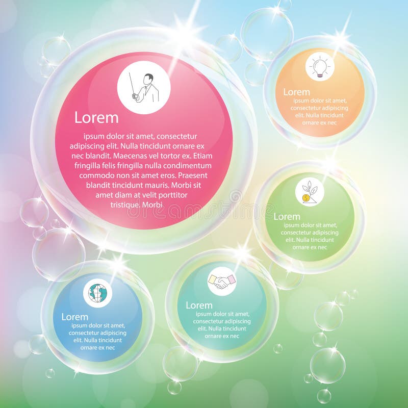 Transparent bubbles infographic with pastel color. vector illustration Transparent bubbles infographic with pastel color. vector illustration