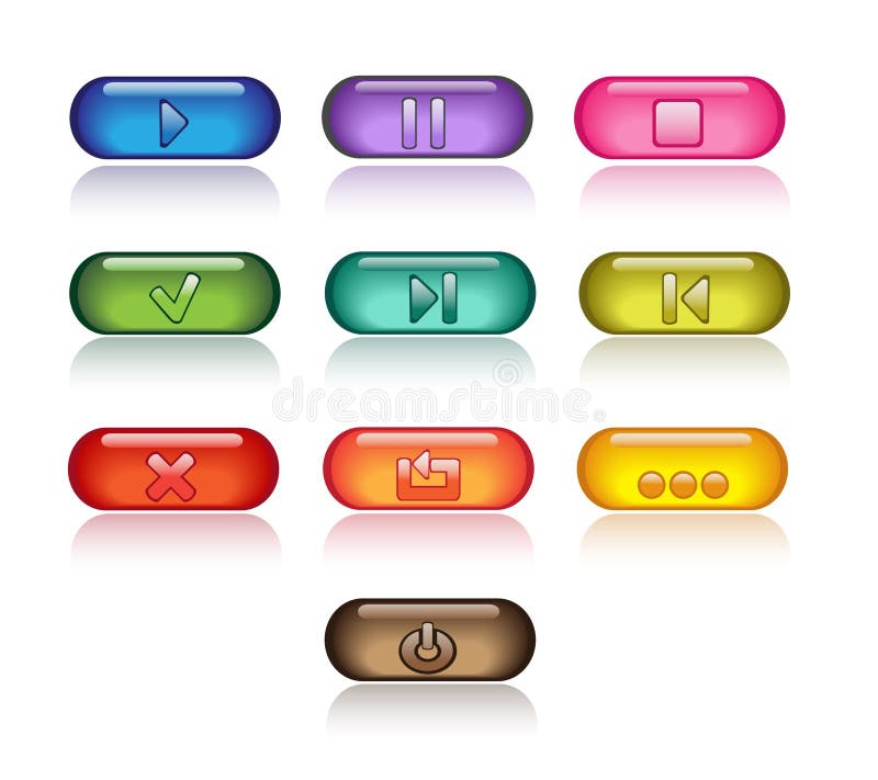 Transparent control buttons. Bright series