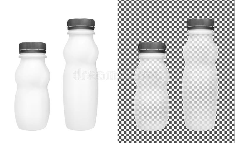 Transparent empty plastic bottle for yogurt. Packaging for sour cream, sauce and snack royalty free illustration Transparent empty plastic bottle for yogurt. Packaging for sour cream, sauce and snack royalty free illustration