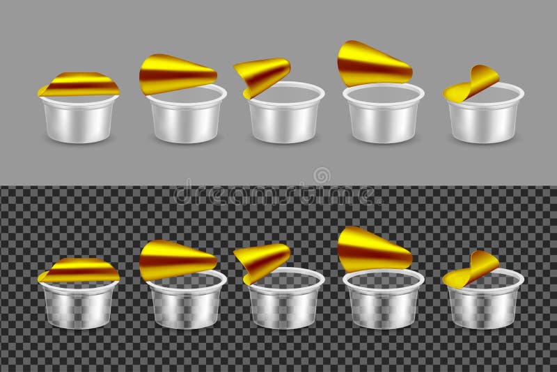 Transparent empty plastic container for yogurt. Open packaging for sour cream vector illustration Transparent empty plastic container for yogurt. Open packaging for sour cream vector illustration
