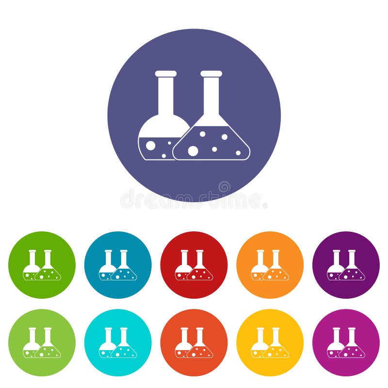 Chemical Flasks Different Liquid Colors Stock Illustrations 23
