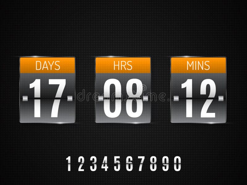 Transparent Glass Countdown Timer Isolated On Black Background. Vector
