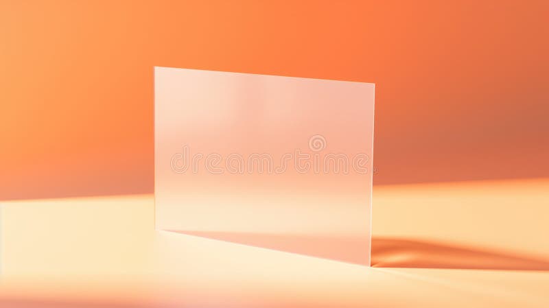 Transparent glass square card mock up on peach fuzz color background, Generative AI. vector illustration