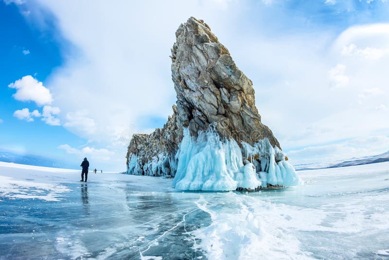 Transparent ice on Lake Baikal near Ogoy island. Siberia, Russia stock images Transparent ice on Lake Baikal near Ogoy island. Siberia, Russia stock images