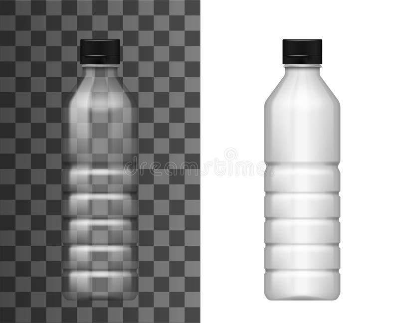 Transparent plastic bottle realistic mockup royalty free illustration