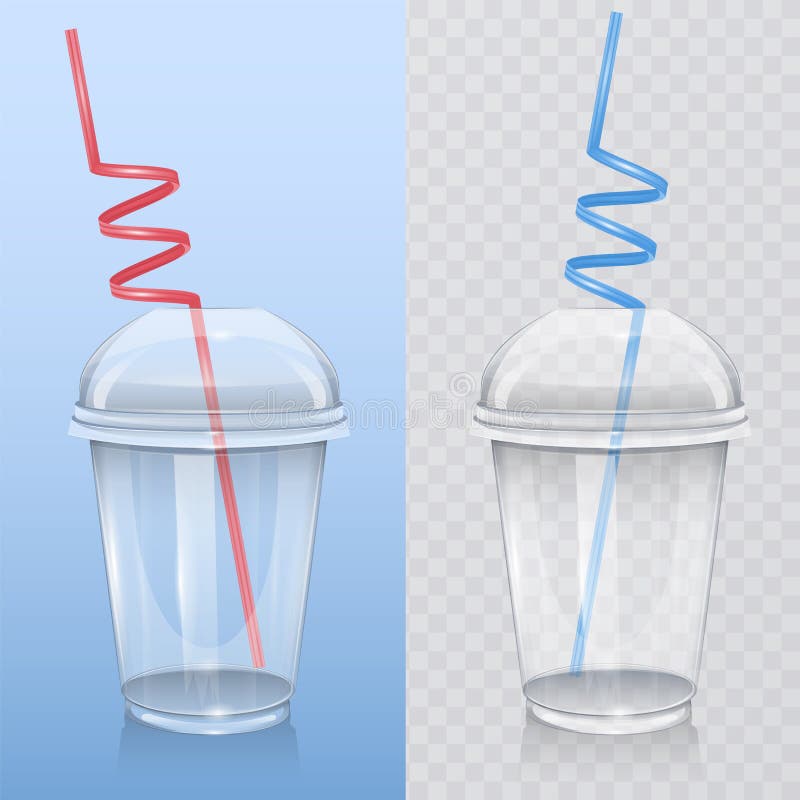 Download Transparent Plastic Cup With Drinking Straws. For Smoothie ...