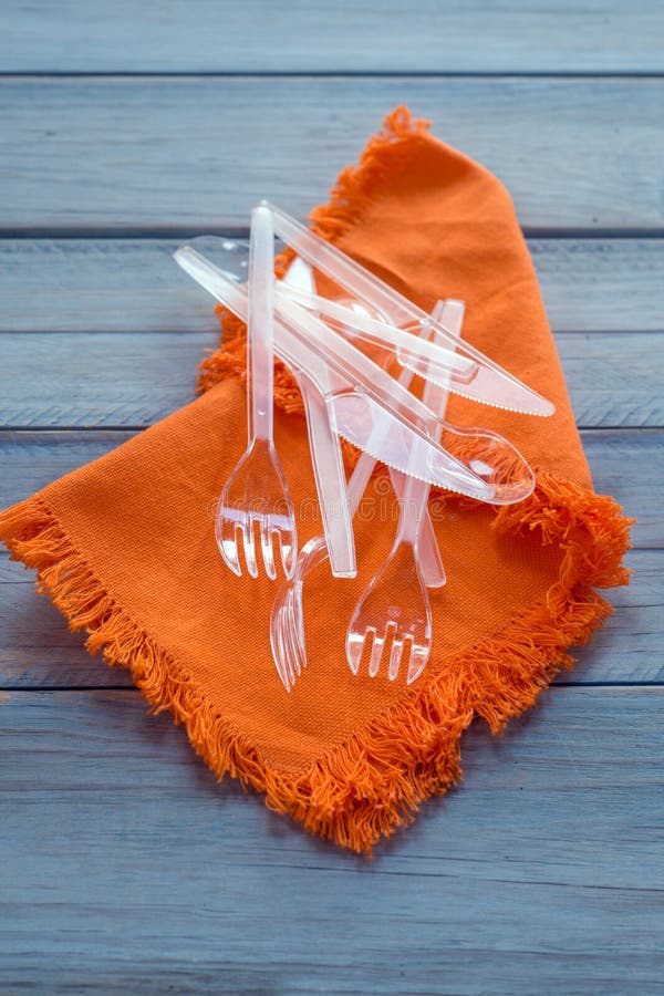 Transparent Plastic Cutlery Stock Image Image of napkin, fork 78783625