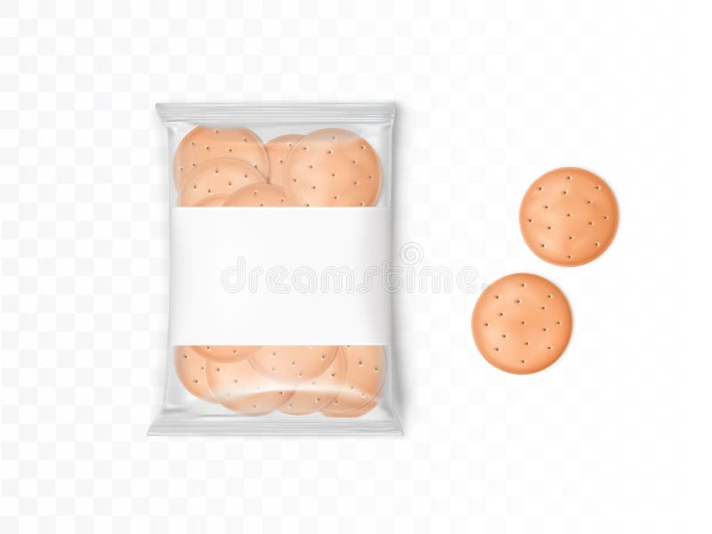 Download Transparent Plastic Package With Round Crackers Stock Vector Illustration Of Design Crispy 163619628
