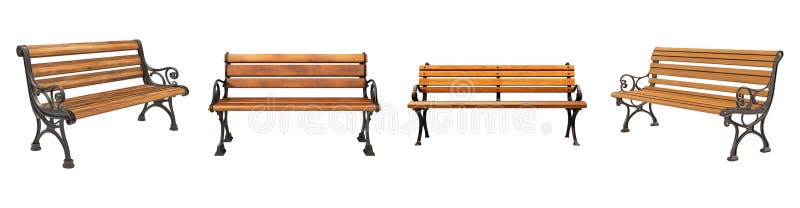 Transparent or PNG Image of Wooden Park Bench Pack royalty free illustration