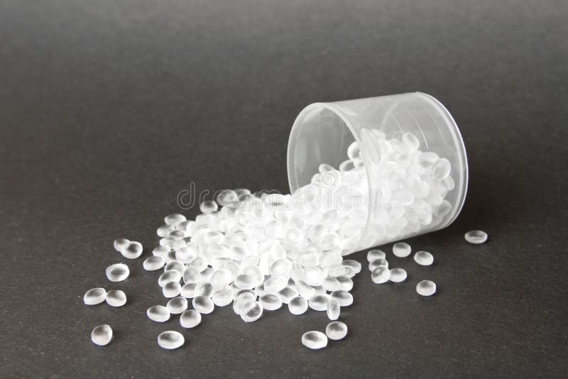 Transparent Polyethylene Granules. HDPE.Plastic Pellets Stock Photo