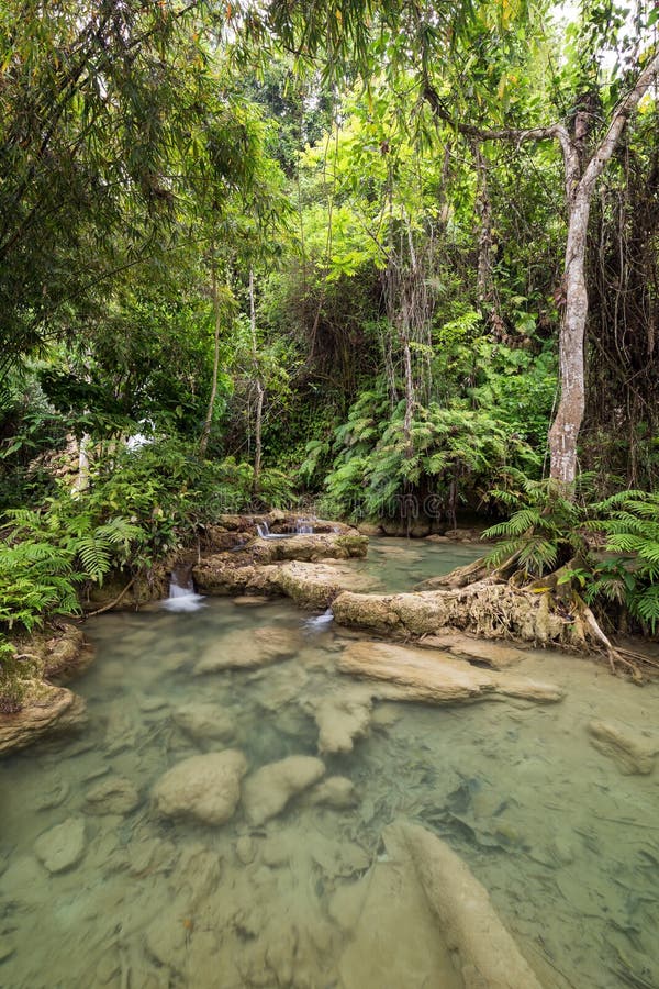 Khoun Moung Keo Waterfall in Laos Stock Image - Image of horizontal ...