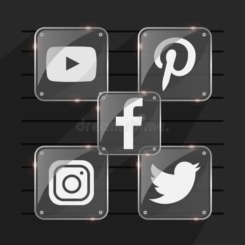 Transparent Popular Social Media Shiny Logo Facebook Twitter Instagram Pinterest Youtube Editorial Stock Image Illustration Of Keypad Culture