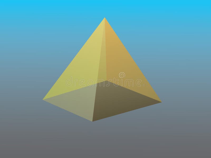 A Transparent Golden Pyramid Shape Illustration for Icon on Blue ...