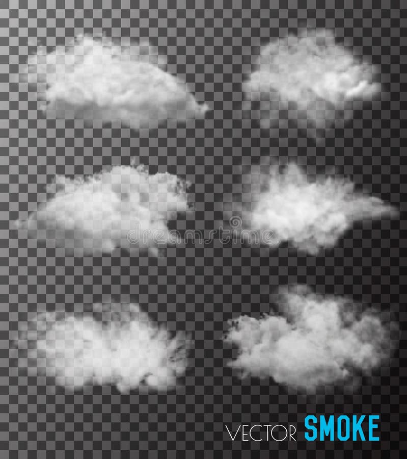 Transparent set of smoke vectors vector illustration Transparent set of smoke vectors vector illustration